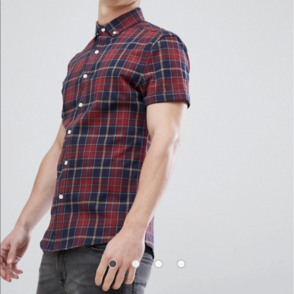 ASOS Men’s Plaid checkered shirt in red